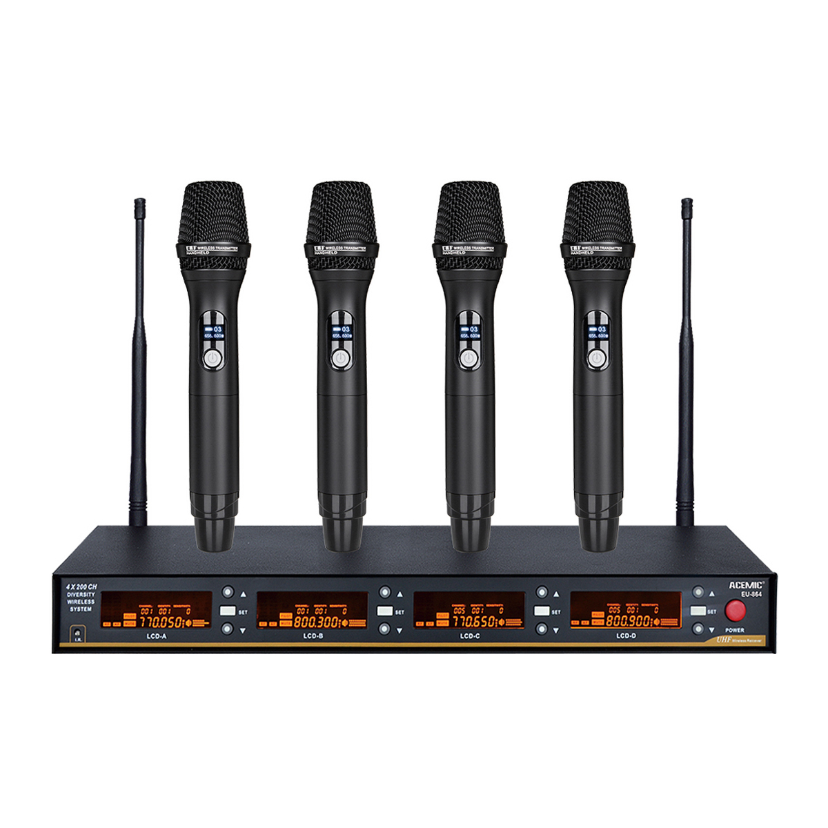 EU-864 4 Wireless Microphone System for Public Speaking