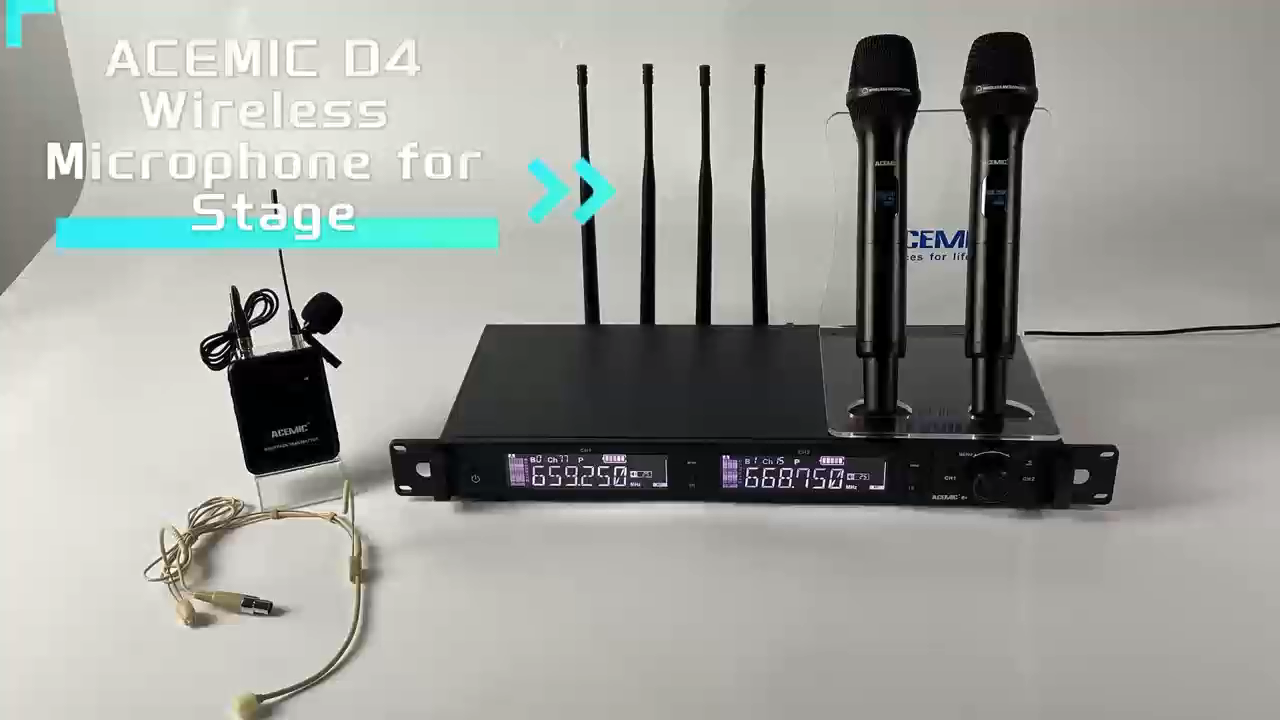 D4-BPL Digital Wireless Lapel Microphone System for Stage